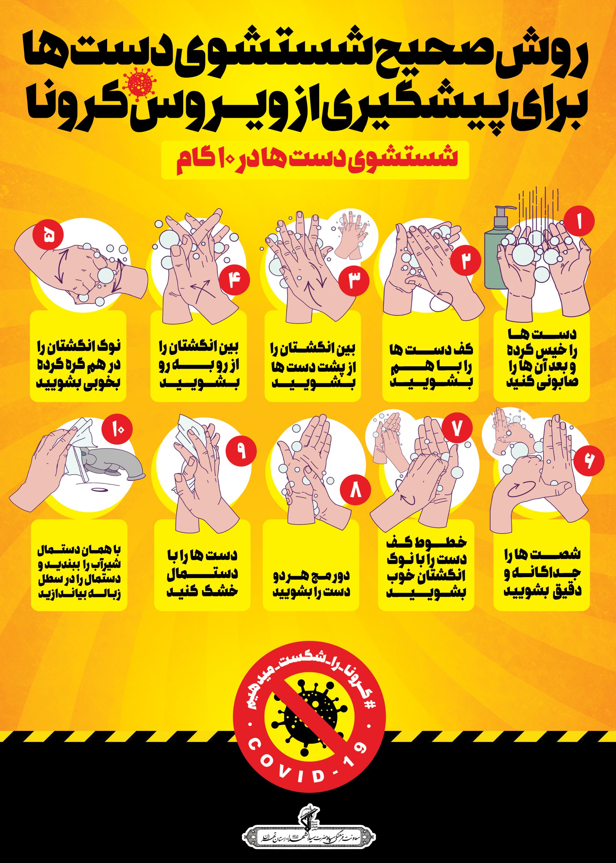 روش صحیح شستشوی دستها برای پیشگیری از ویروس کرونا