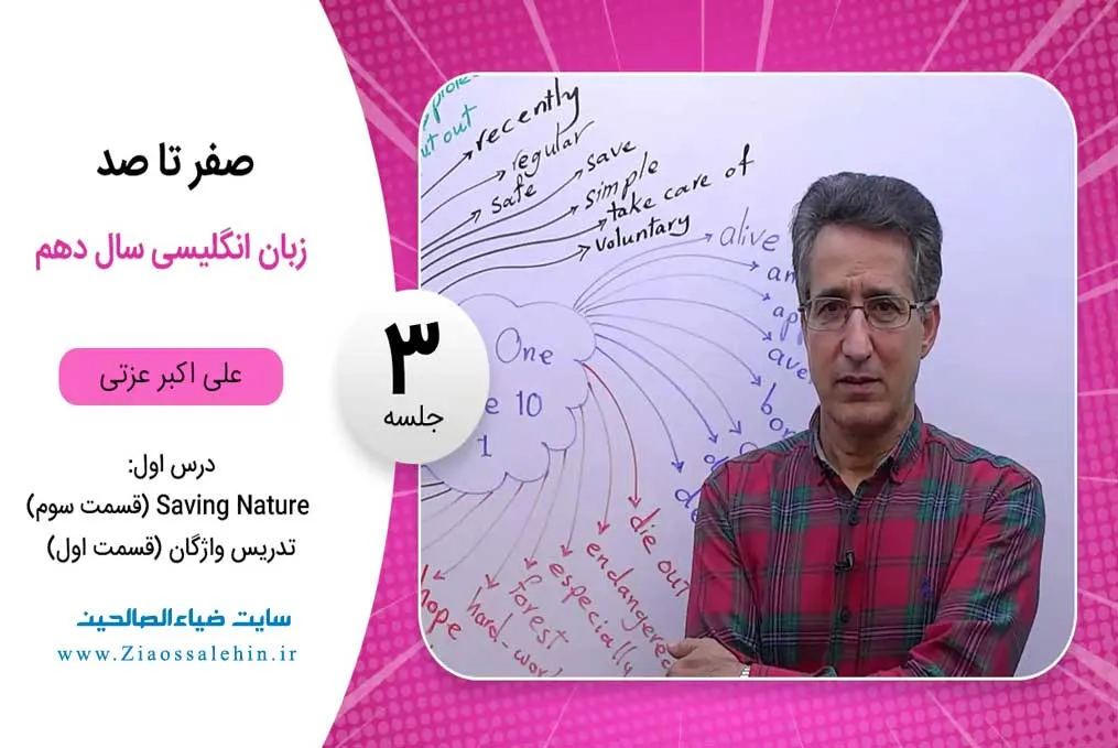 فیلم درس اول زبان انگلیسی پایه دهم / جلسه 3 : Saving Nature (قسمت سوم)، تدریس واژگان (قسمت اول)